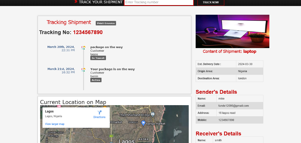 Real Google Map Courier Tracking Script With Invoice picture